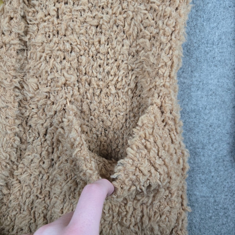 R13 Teddy Bear Cardigan Womens XS Oatmeal Brown Fuzzy Wool Blend Longline Grunge - Picture 4 of 16